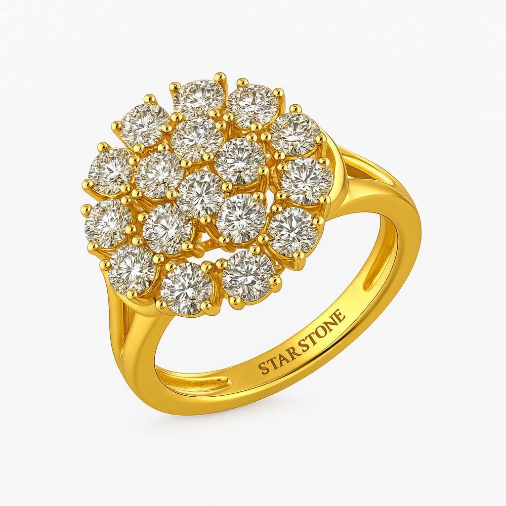 925 Sterling Silver Cluster Korean Star Cocktail Ring