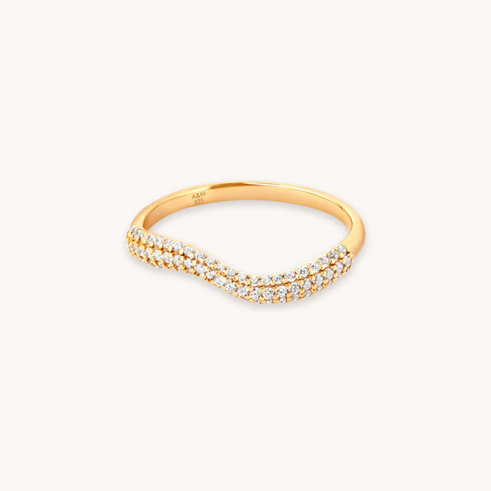 925 Sterling Silver Cubic Wave Korean Diamond Ring