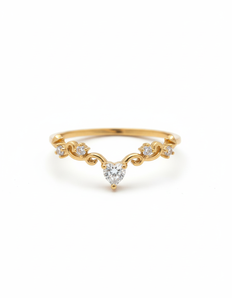 925 Sterling Silver Delicate Floral Korean Diamond Ring