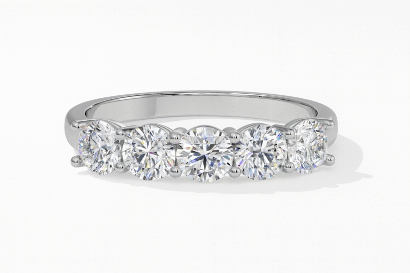 925 Sterling Silver Diamond Eternity Band Ring with Korean Diamonds