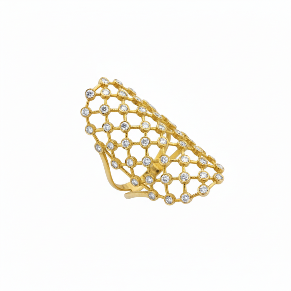 925 Sterling Silver Diamond Mesh Cocktail Ring