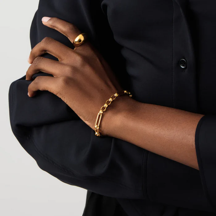 925 Sterling Silver Gold Plated Axiom Link Chain Bracelet