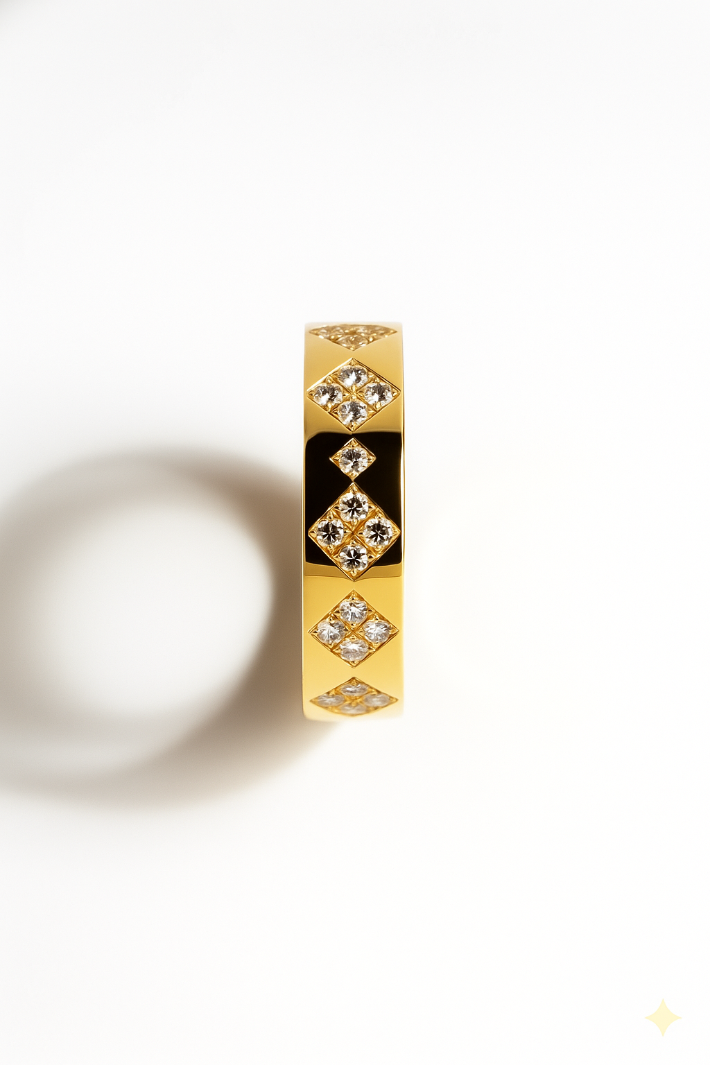925 Sterling Silver Gold Plated Diamond Cluster Band Ring