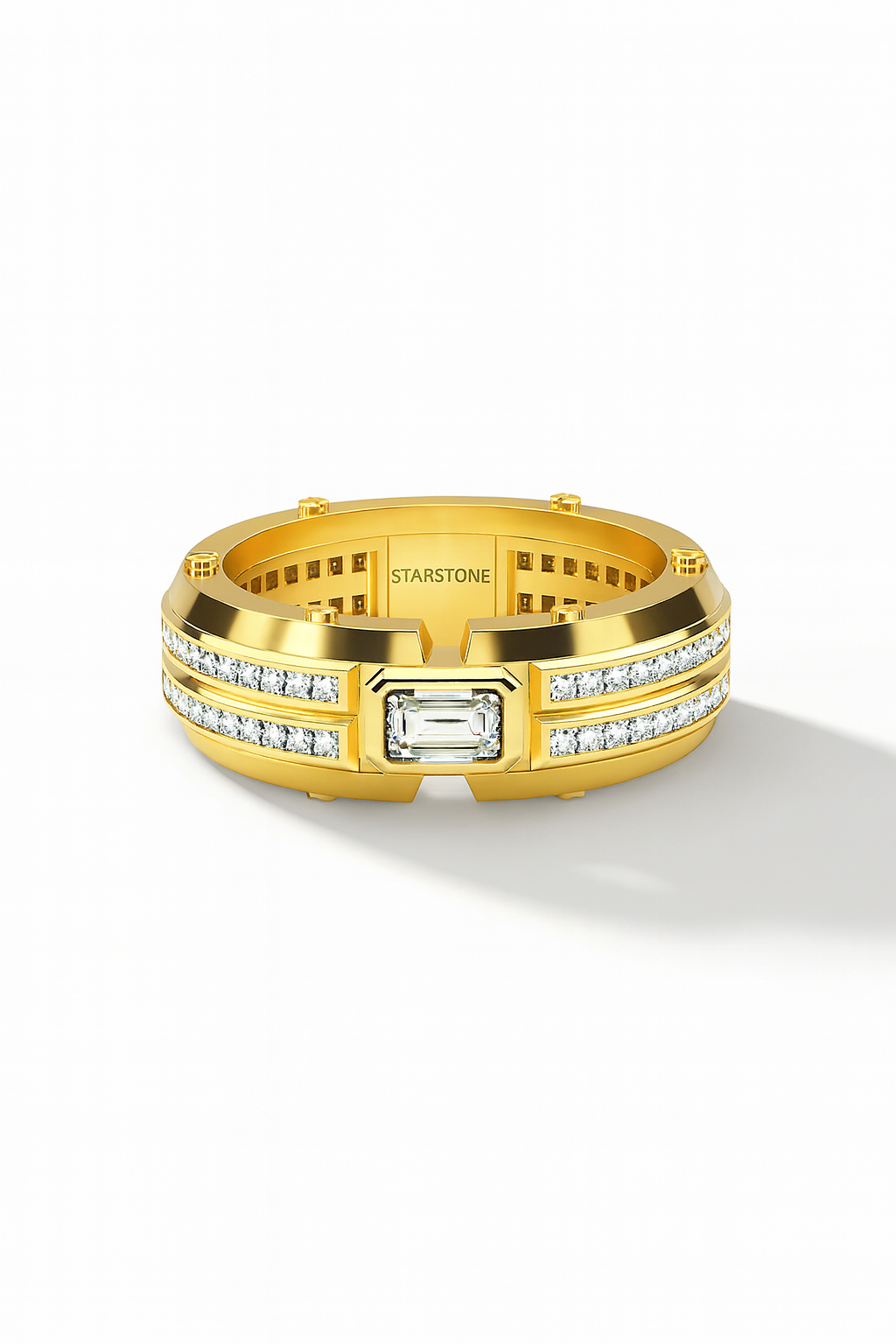 925 Sterling Silver Yellow Gold Plated Men’s Statement Ring