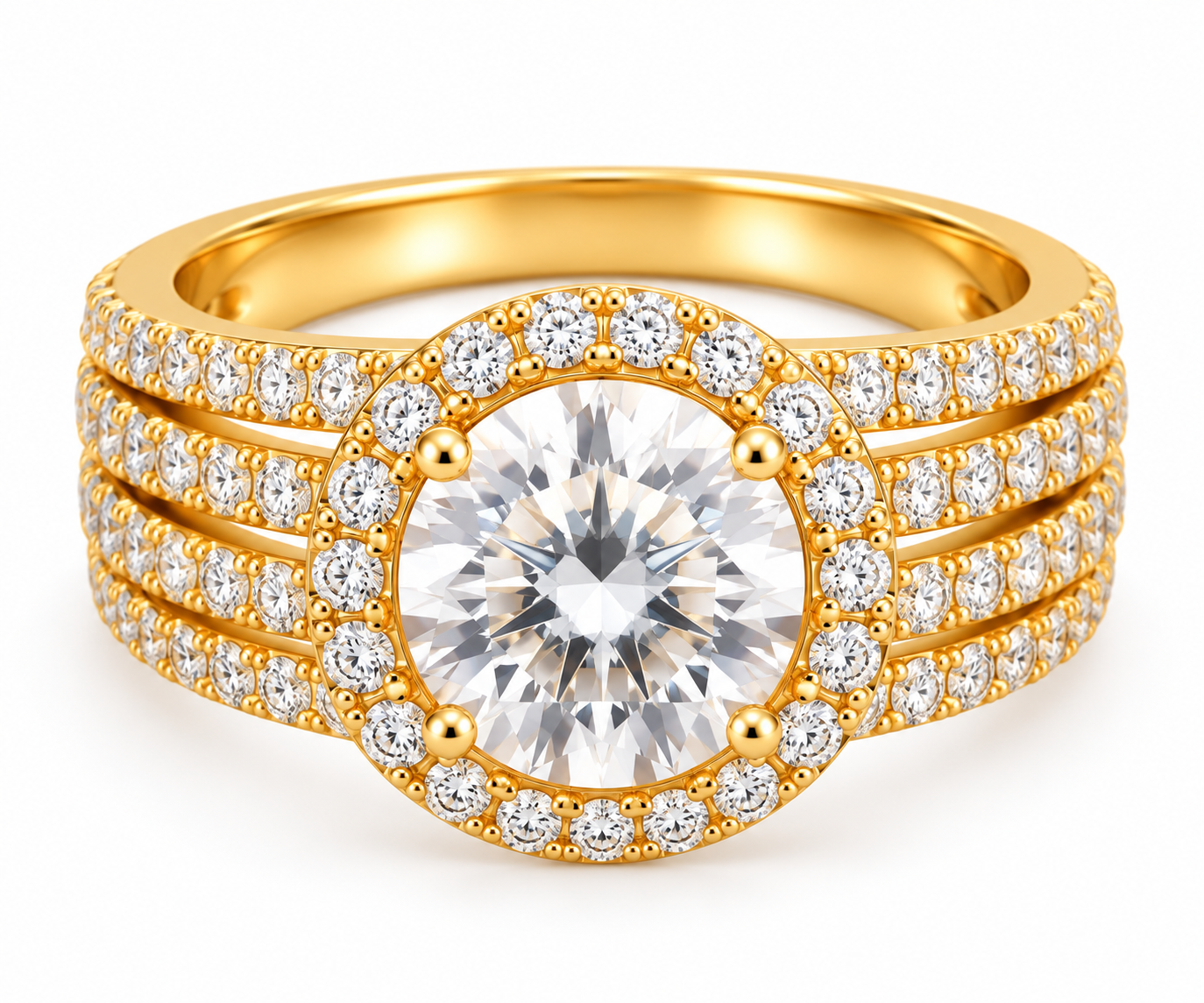 925 Silver Korean Diamond Round Halo Statement Ring