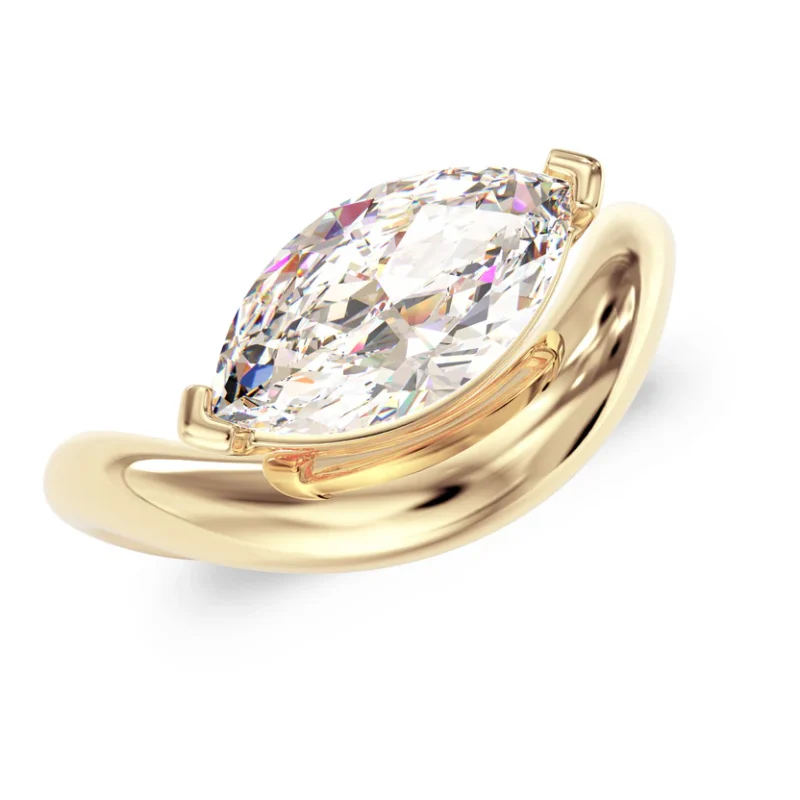 925 Sterling Silver Marquise Cut Solitaire Ring
