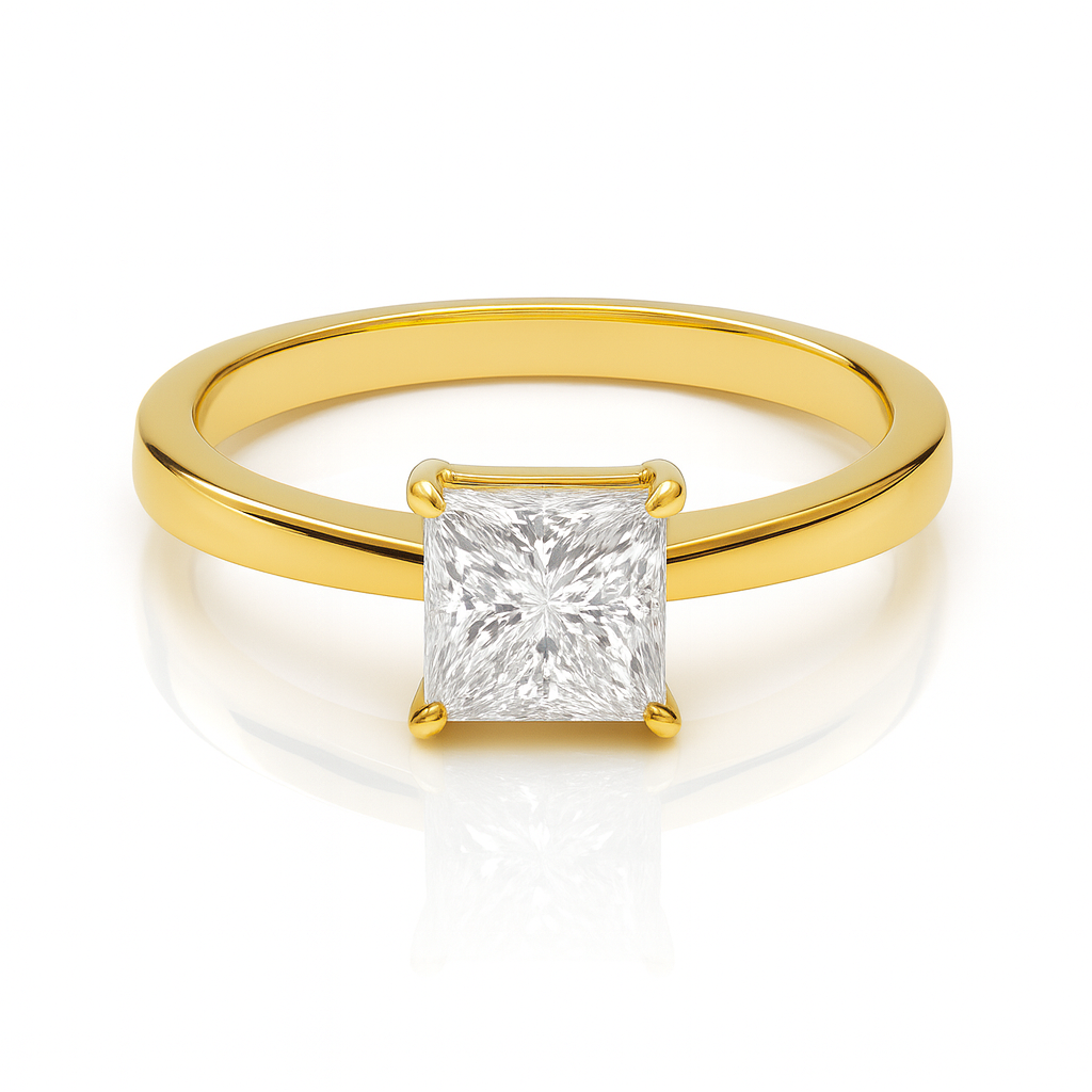925 Sterling Silver Princess Cut Solitaire Ring