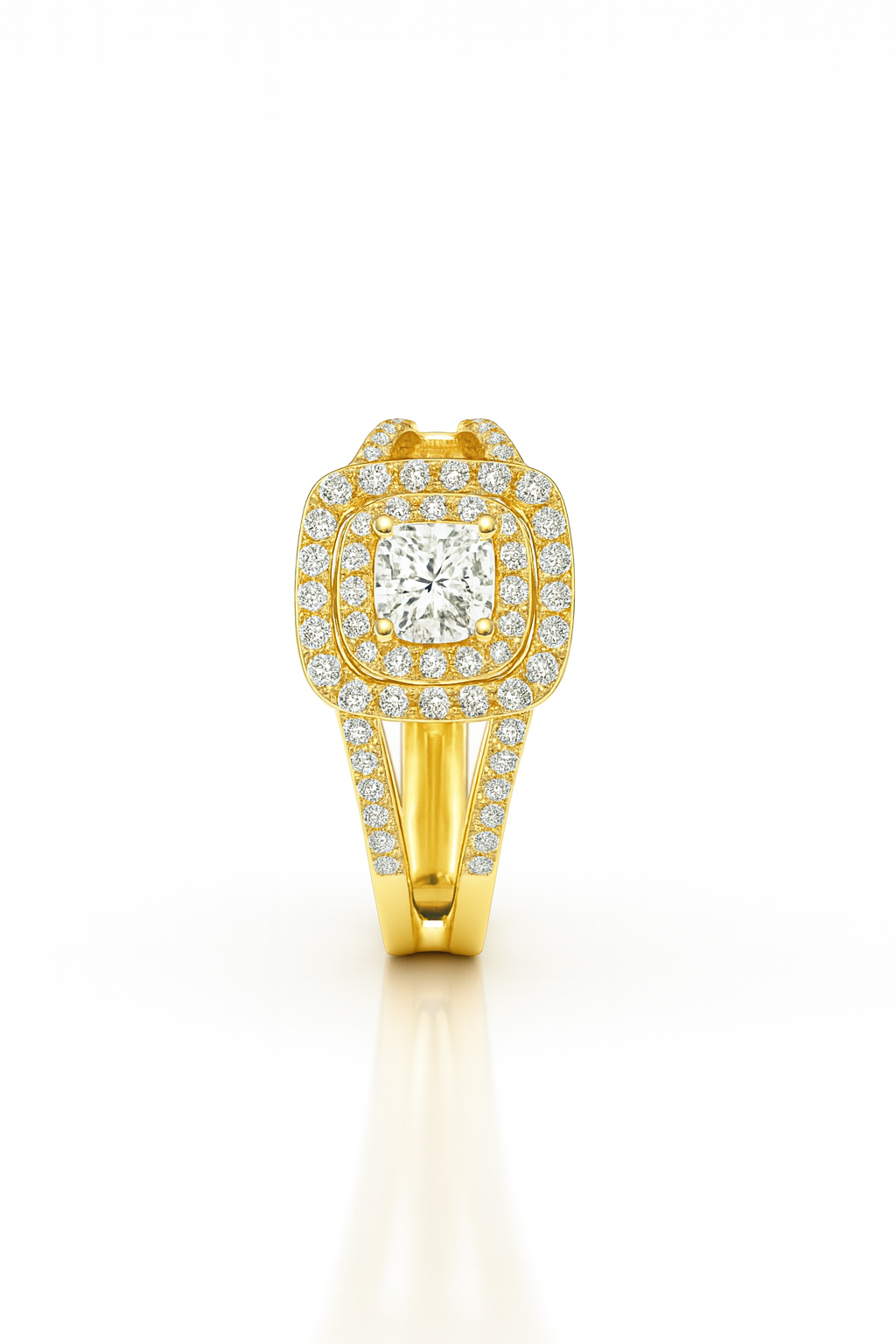 925 Sterling Silver Round Cut Double Halo Korean Diamond Ring