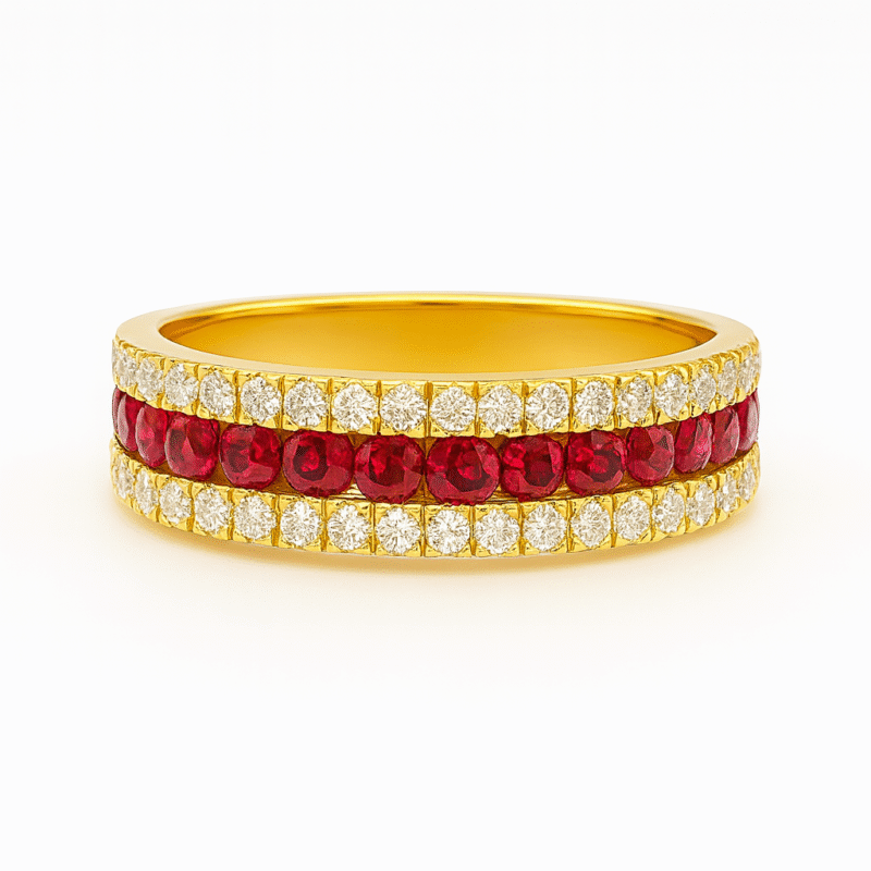 925 Sterling Silver Ruby Band Ring
