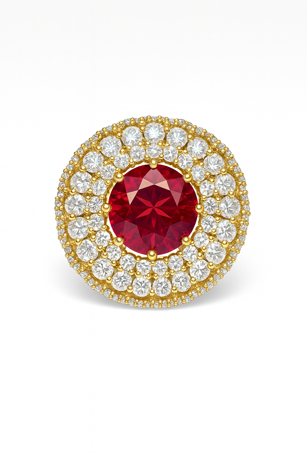925 Sterling Silver Ruby Halo Cocktail Ring