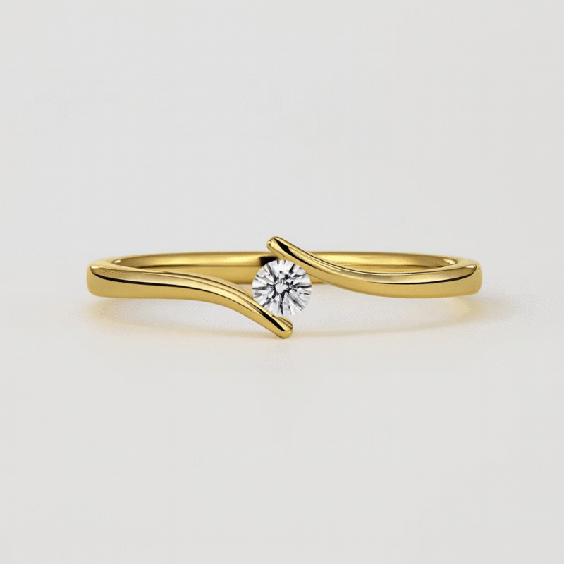 925 Sterling Silver Solitaire Diamond Ring