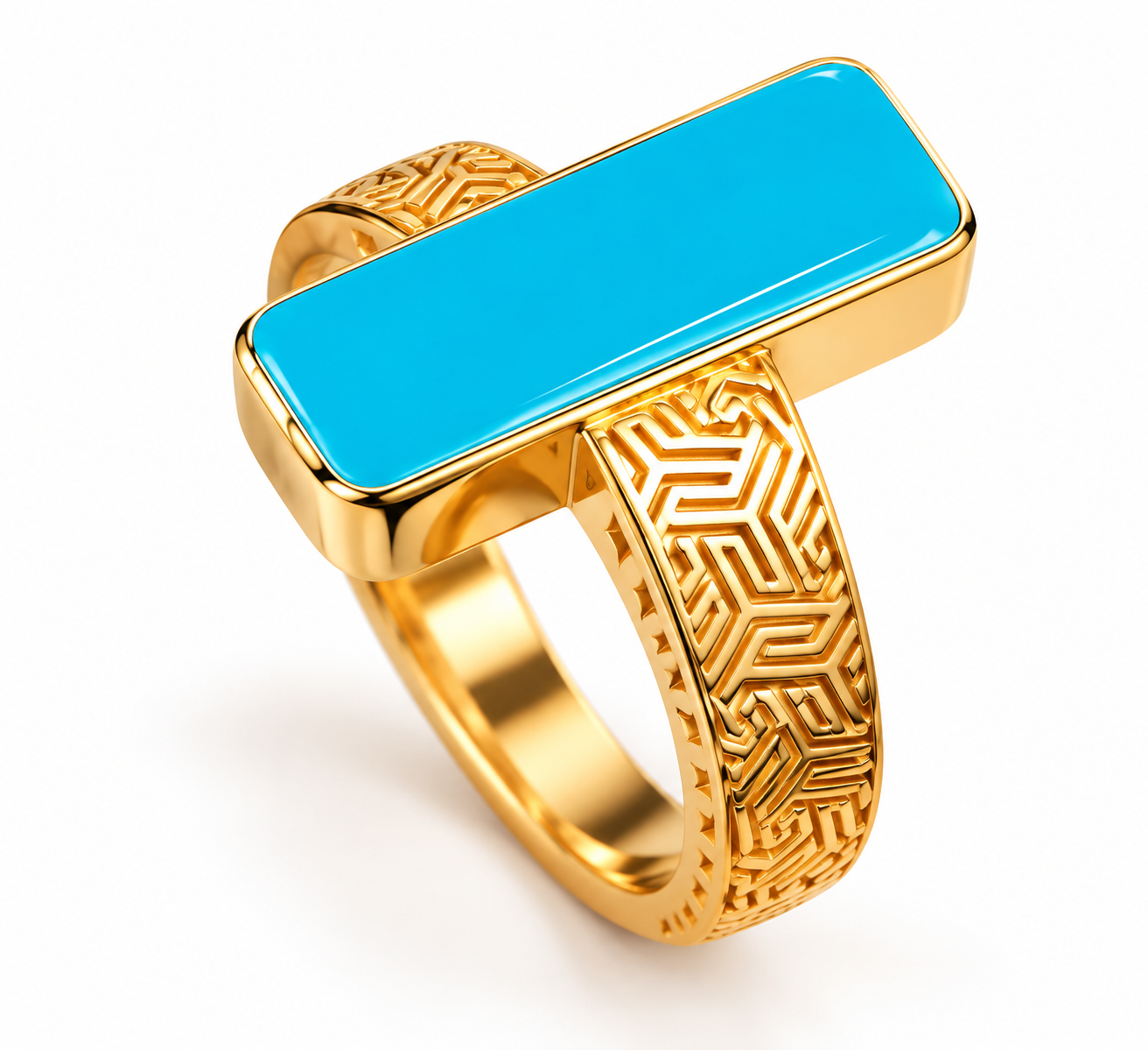 925 Silver Turquoise Geometric Statement Ring